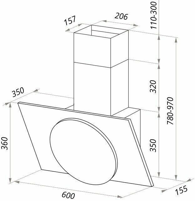 Каминная вытяжка MAUNFELD TOWER L TOUCH 60