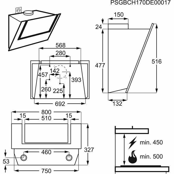 Каминная вытяжка AEG DVB 4850 W