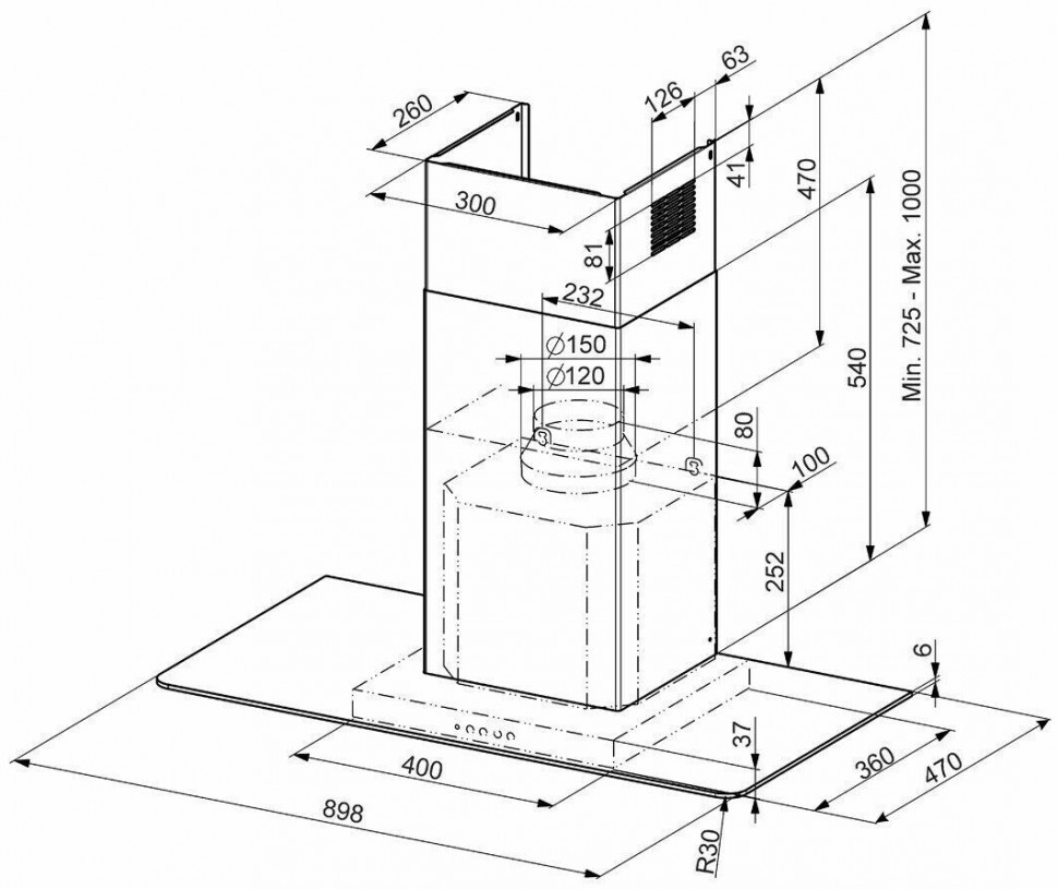 Каминная вытяжка Smeg KFV92DNE