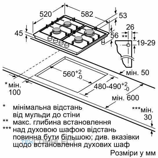 Газовая варочная панель Bosch PCP 6A5 B90R