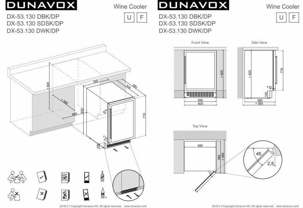 Винный шкаф Dunavox DX-53.130DWK/DP