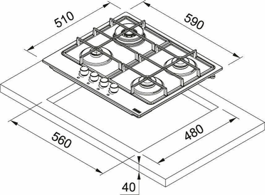 Газовая варочная панель Franke FHSM 604 4G XS C