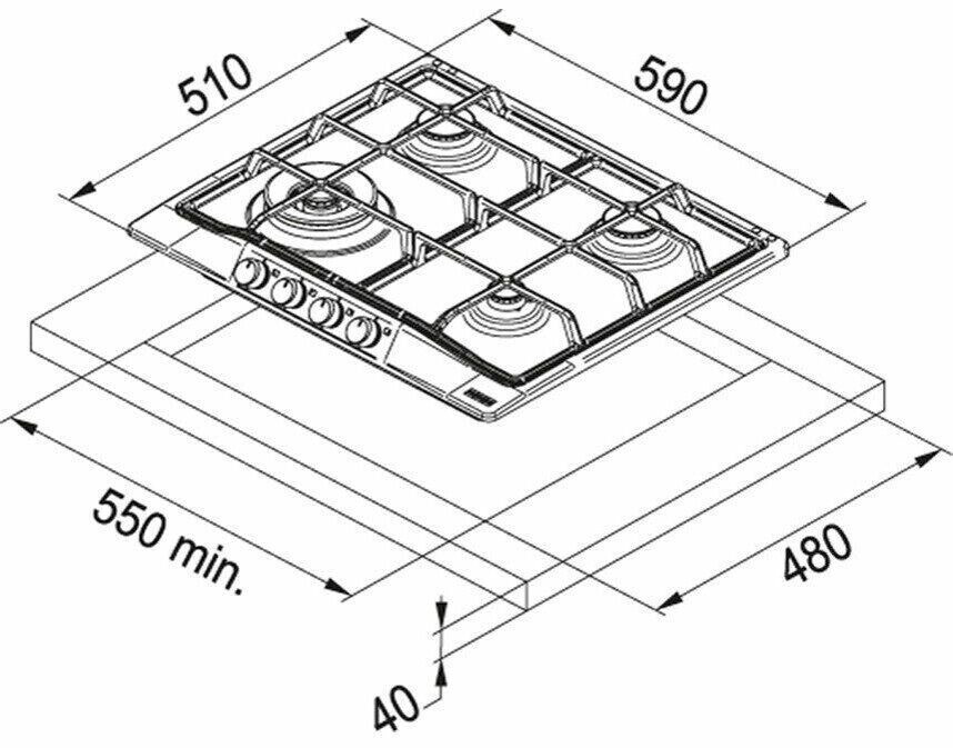 Газовая варочная панель Franke FHTL 604 3G TC SH E