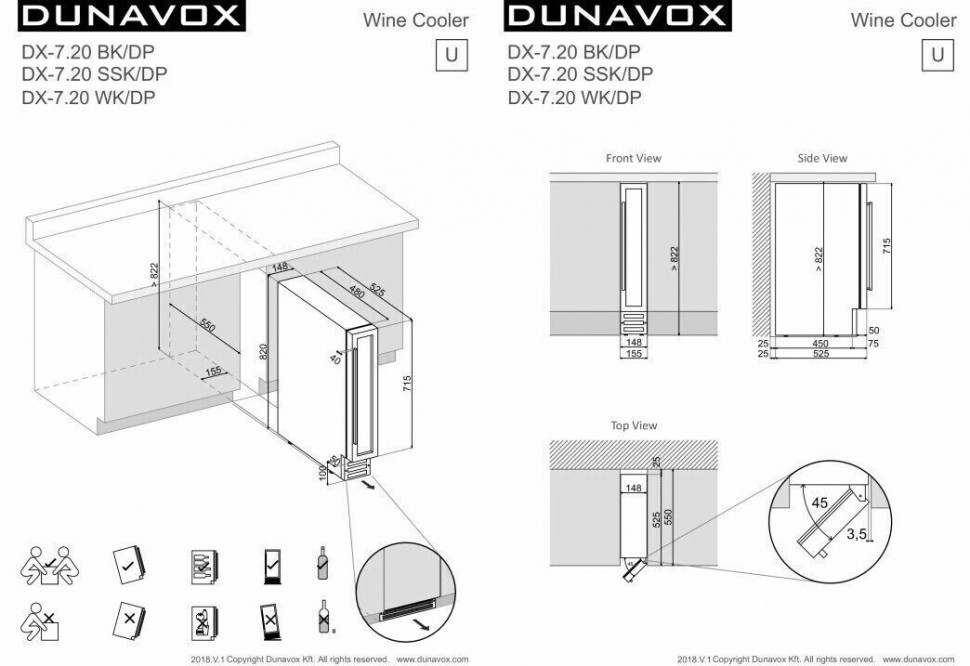 Винный шкаф Dunavox DX-7.20WK/DP