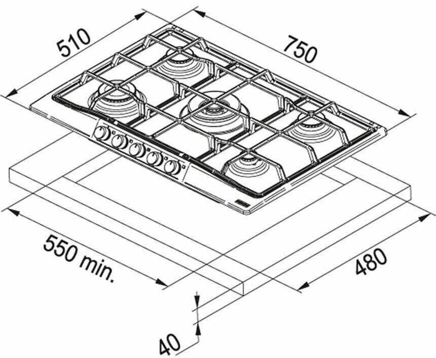 Газовая варочная панель Franke FHTL 755 4G TC GF C