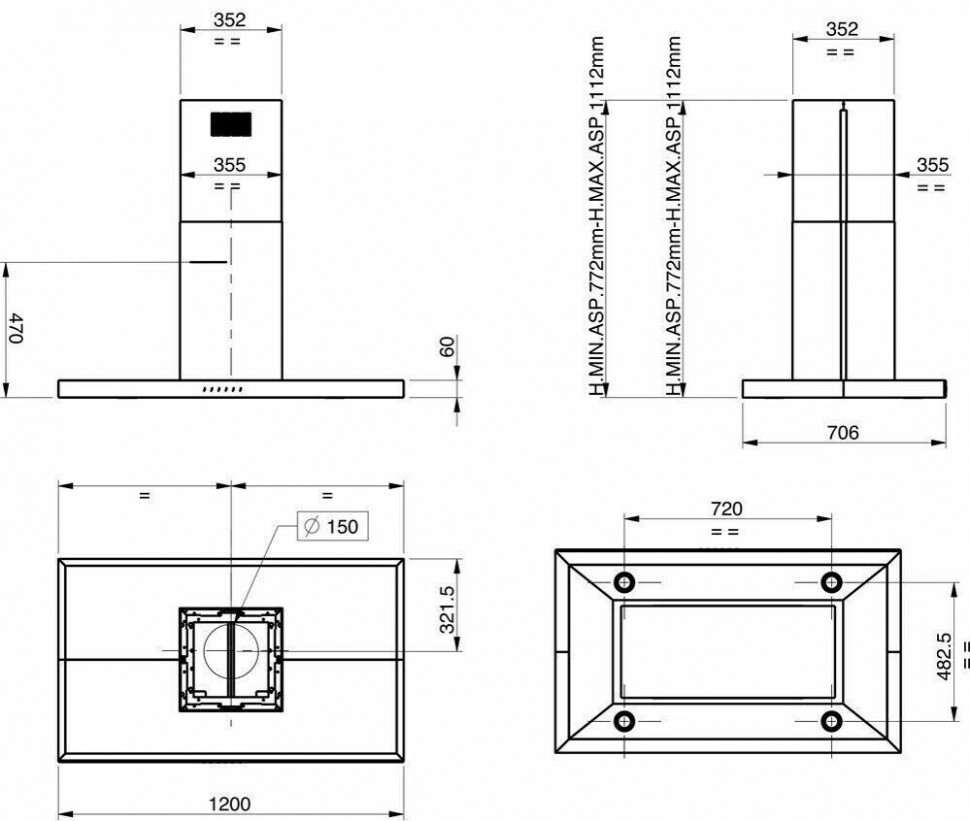 Островная вытяжка KitchenAid KEIPP 12020