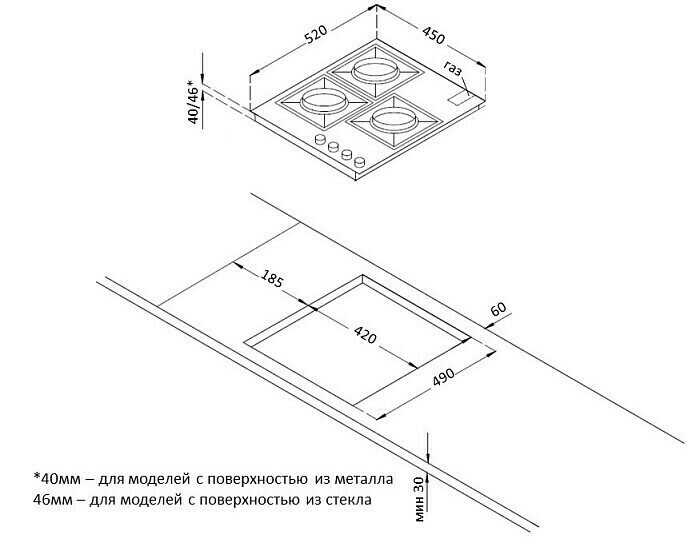 Газовая варочная панель Korting HGG 4825 CTB