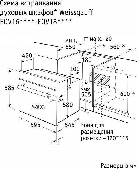 Электрический духовой шкаф Weissgauff EOV 18 B