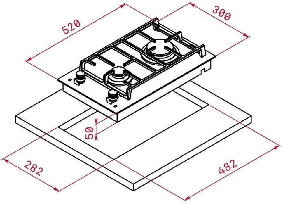 Газовая варочная панель Teka CGW LUX 30.1 2G AI AL CI NAT