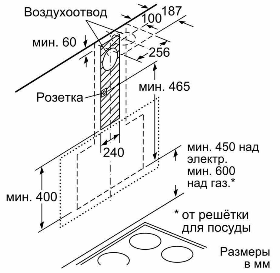 Каминная вытяжка Bosch DWK 87BM60