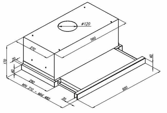Телескопическая вытяжка Kuppersberg встраиваемая SLIMLUX IV 60 X