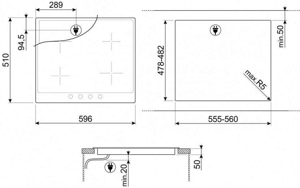 Индукционная варочная панель Smeg SI764BSM
