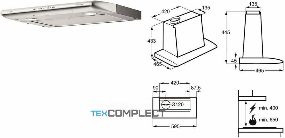 Подвесная вытяжка Electrolux EFT 60405 X