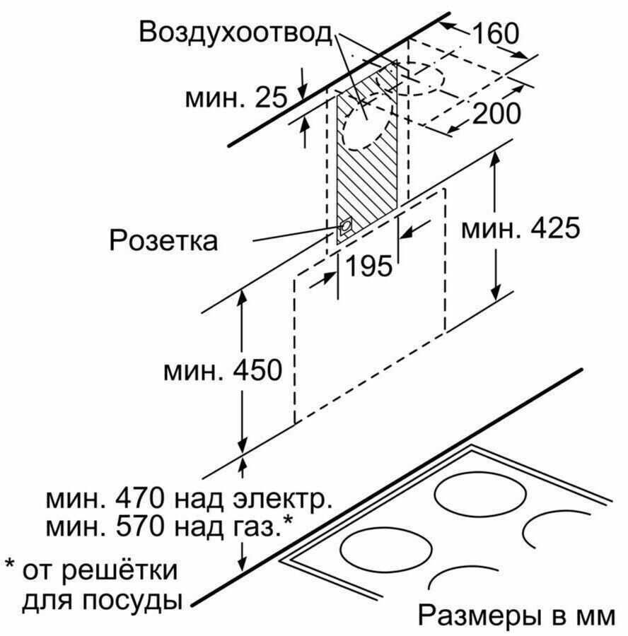 Каминная вытяжка Bosch DWK68AK20T