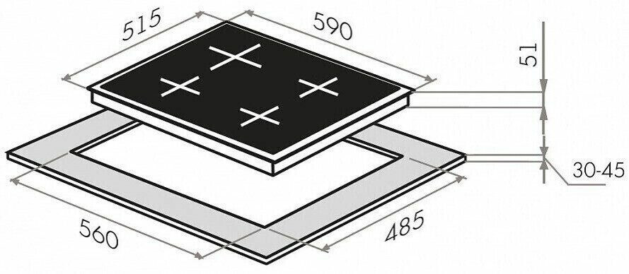 Газовая варочная панель MAUNFELD EGHE 64 3 CB G